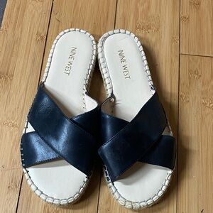 Nine West Black Espadrille Slides